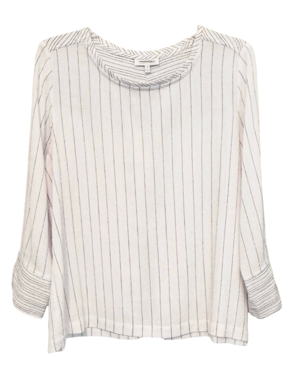 Habitat Clothes To Live In Size M Black/White Stripe Pullover 3/4 Sleeves